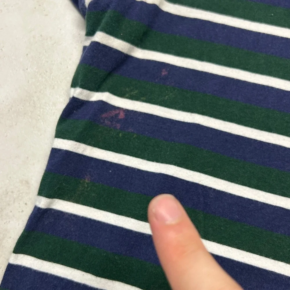 Polo Ralph Lauren Striped T-Shirt Navy Green Mens Medium Custom Slim Fit 0512